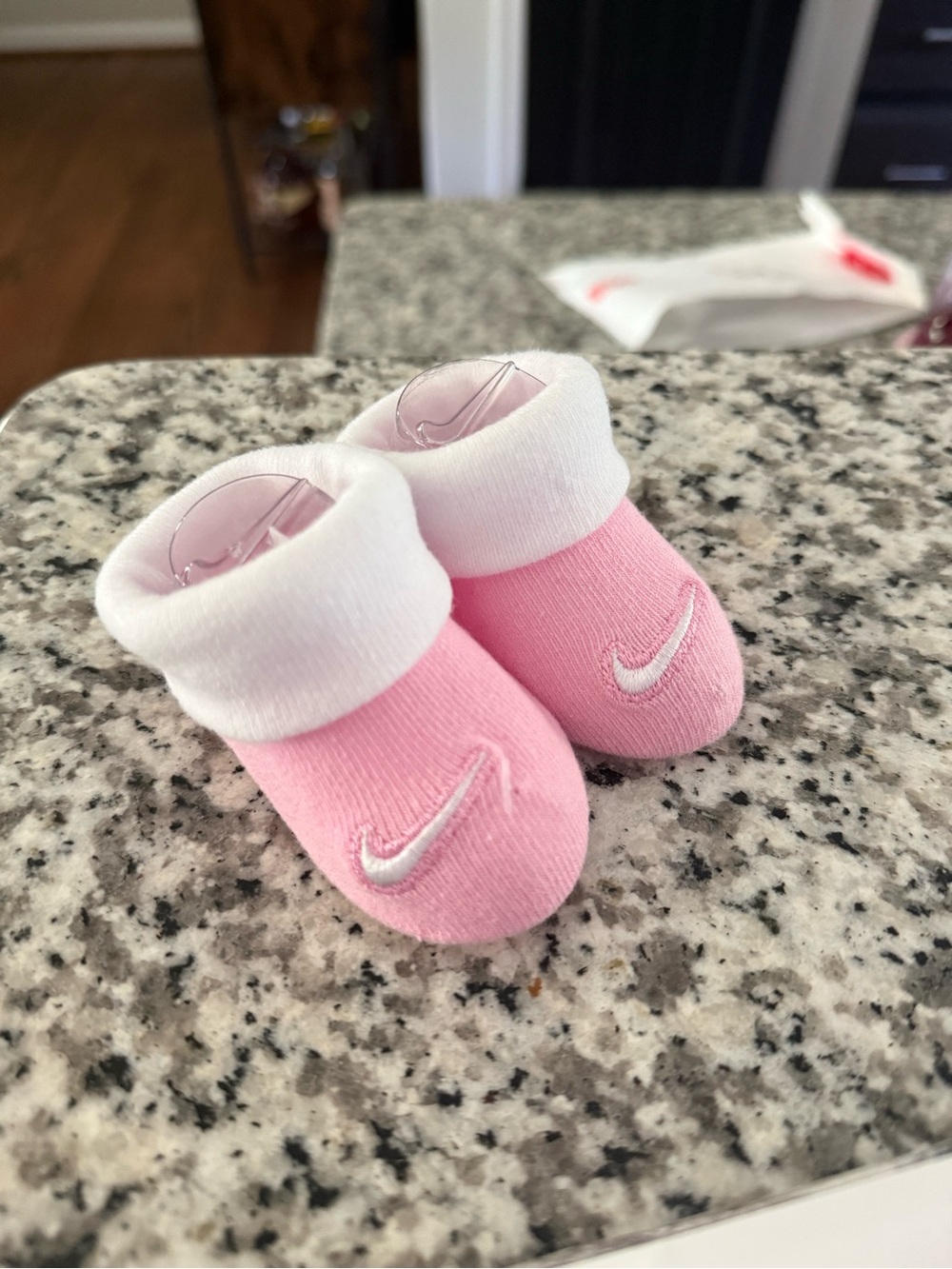 Nike Pink and White Infant Bootie Socks with Swoosh NWOT